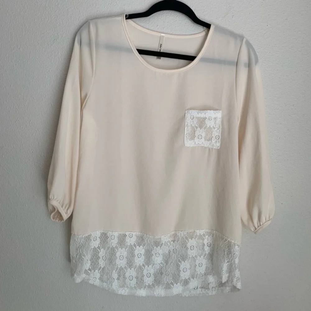 New Made cream white lace blouse S New